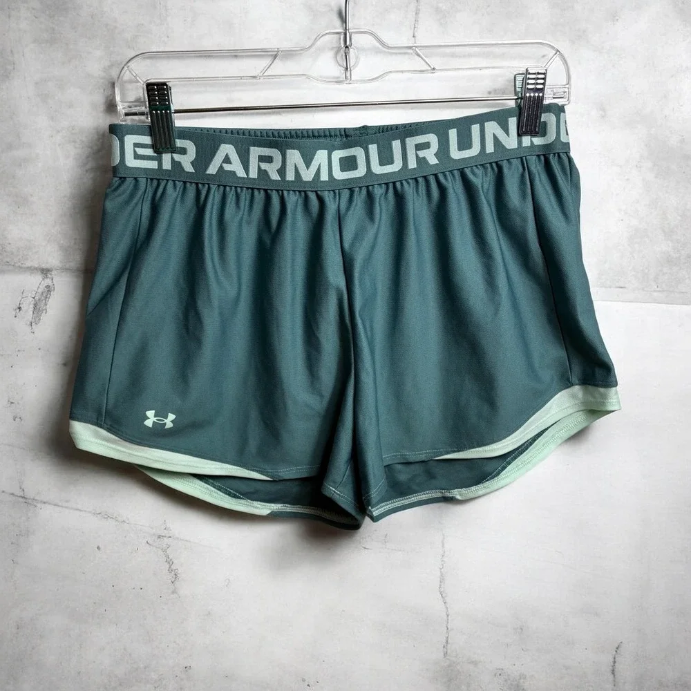 Under Armour Womens Play Up 3.0 Shorts Teal Green Athletic Running Gym‎ Size S